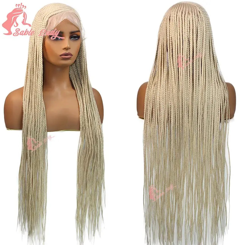 Faux Locs Crochet Cornrow Braided Wig Synthetic Full Lace Knotless Box Braids Wig Side Part Lace Wig Box Braided Wig for Women