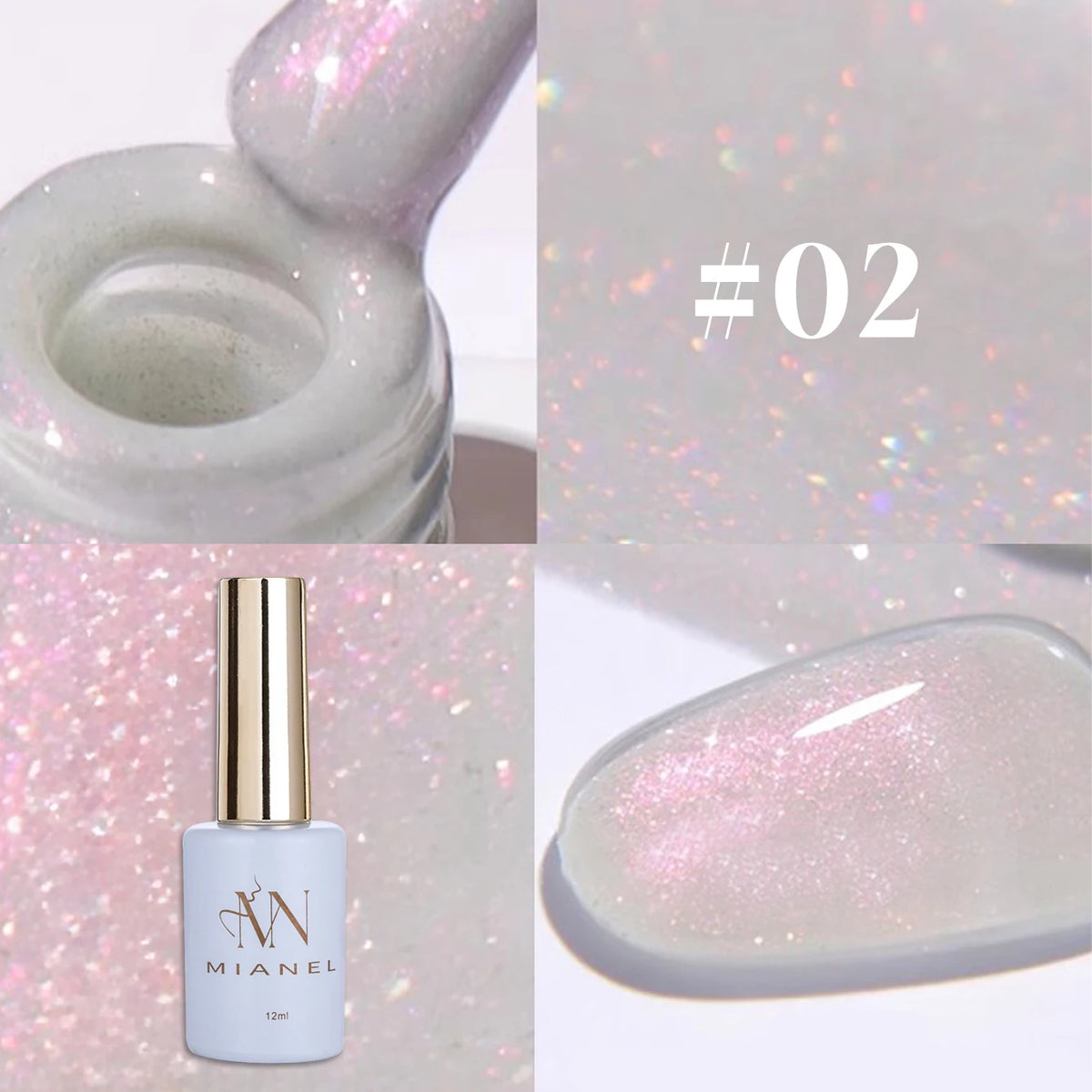 MN 1-9PCS Pink Blue White Green Color Series Gel Nail Polish With Strobe Glitter Brocade Diamond Gel Polish