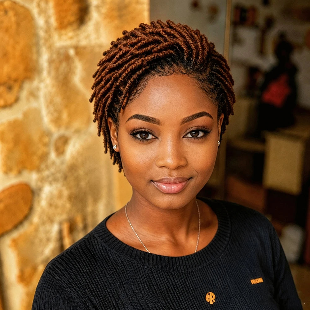 Twist Dreadlock 13×4 Lace Front Wigs Human Hair Afro Short Curly Wigs for Women 200% Density Bazilian Hair Hairpiece for Daily