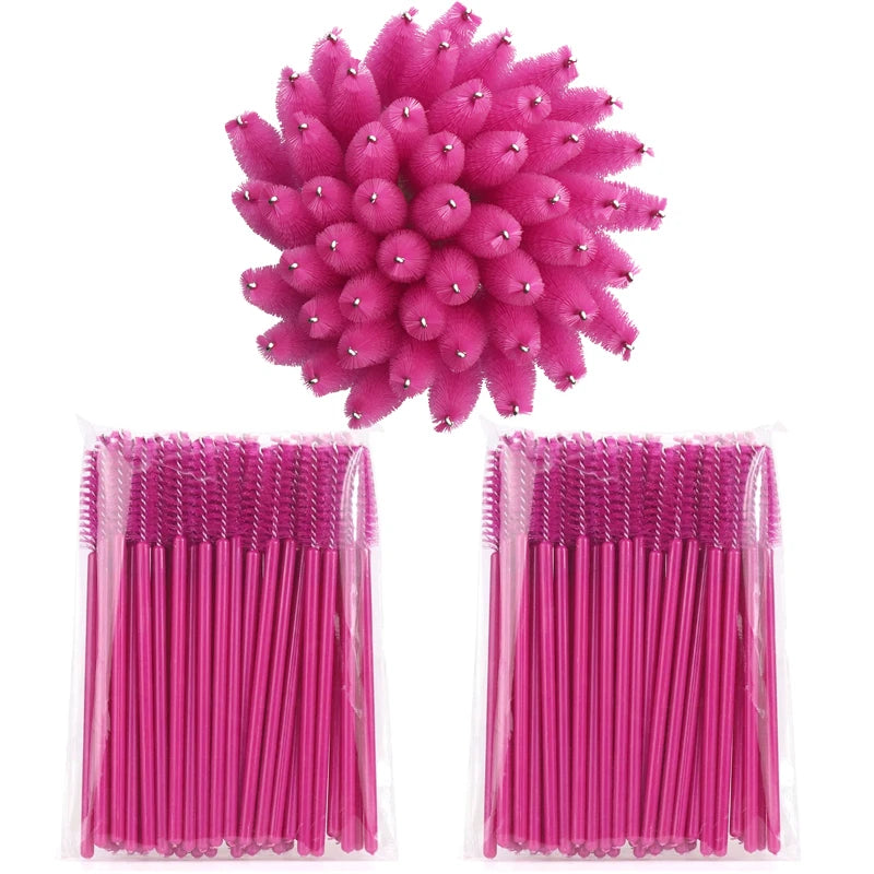100pcs Disposable Eyelash Brushes Spoolies Micro Lash Mascara Wands Combs For Eyelash Extension Makeup