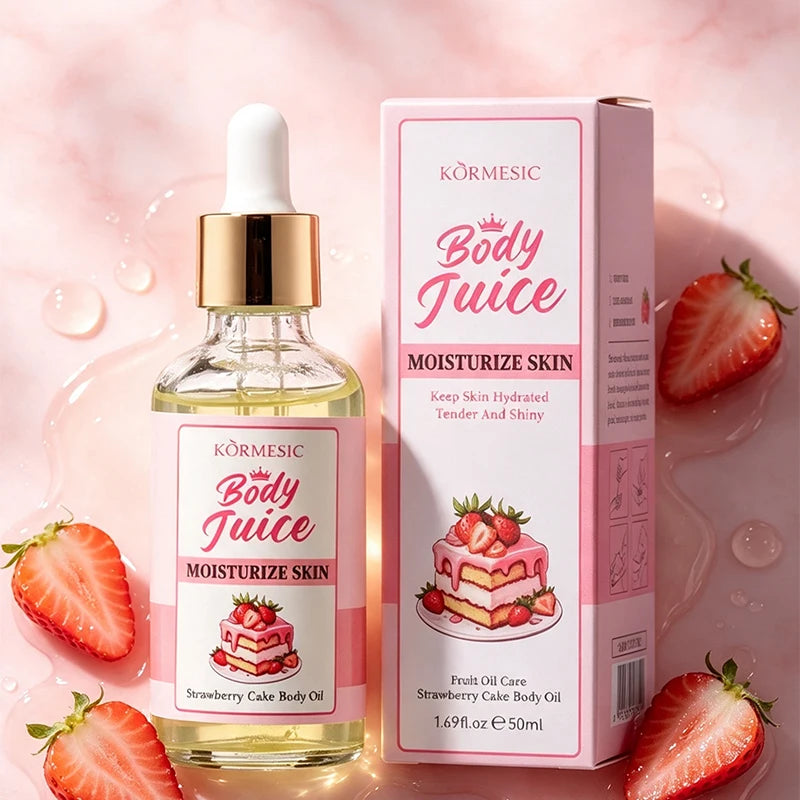 Strawberry Cake Body Oil 50ml Sweet Fruity Scent Moisturize Nourish Body Massage Oil Improve Dryness Dullness Daily Body Care