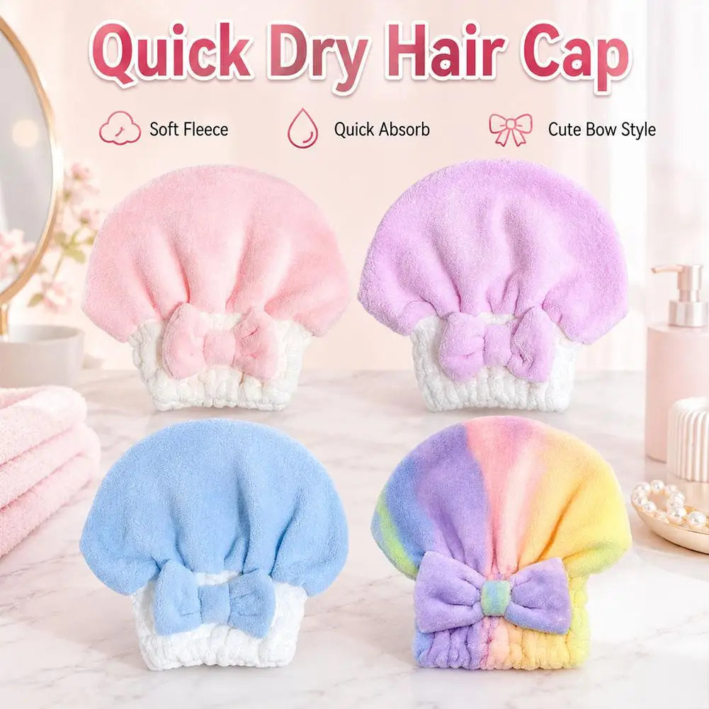 Microfiber Hair Drying Towels Head Wrap with Bow-Knot Shower Cap Hair Turban HairWrap Bath Cap for Curly Long Wet Hair Gift 2026