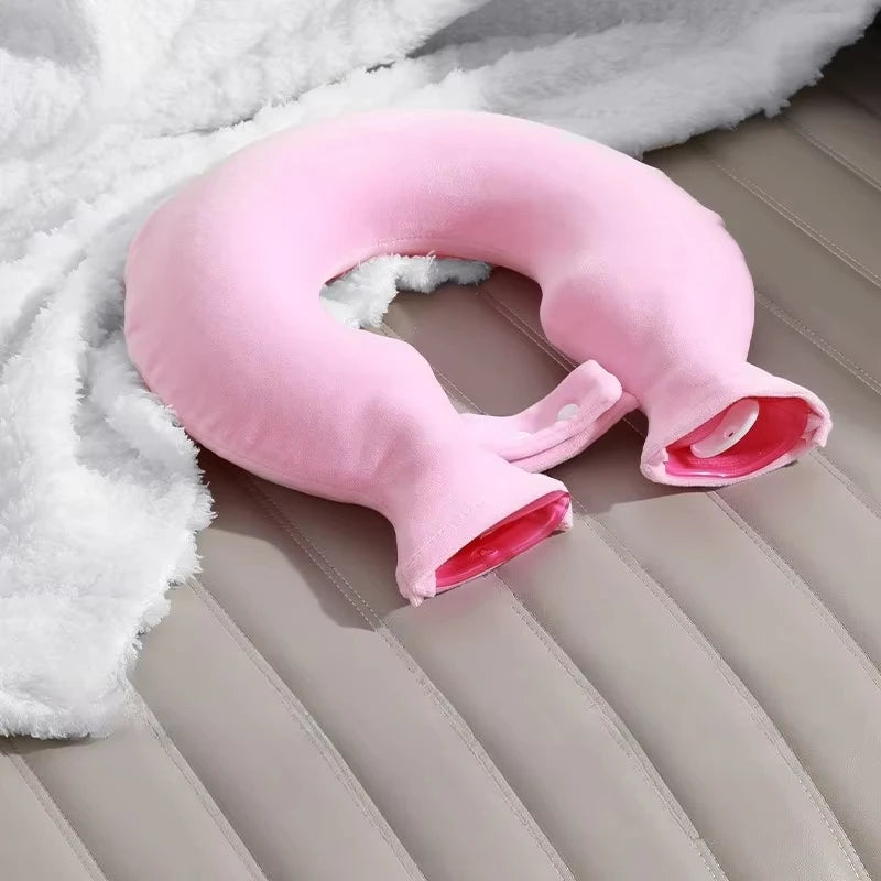 U-shaped Hot Water Bag for Neck Soft Plush Neck Warmer Hot Water Bottle Winter Warming Supplies Hot Cold Compress Physiotherapy