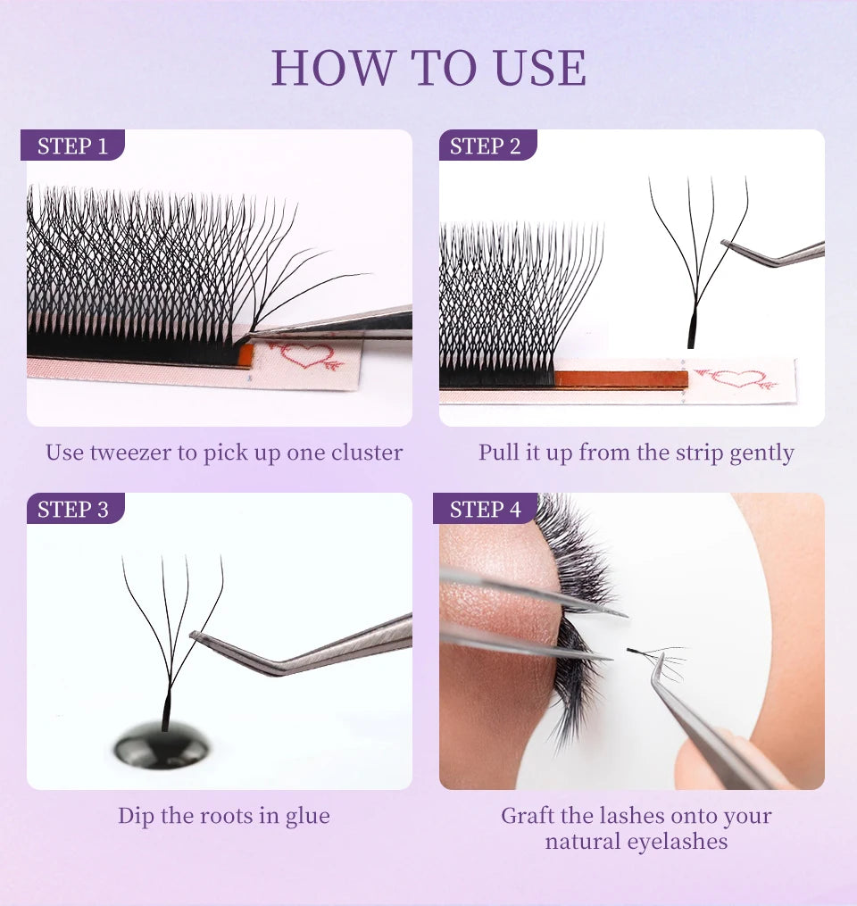 AGUUD 3D 4D Brown Premade Bloom Fans Lashes YY 5D-W Shaped Fairy Clover Volume Eyelash Extensions Soft Brown Fairy Clover Lashes