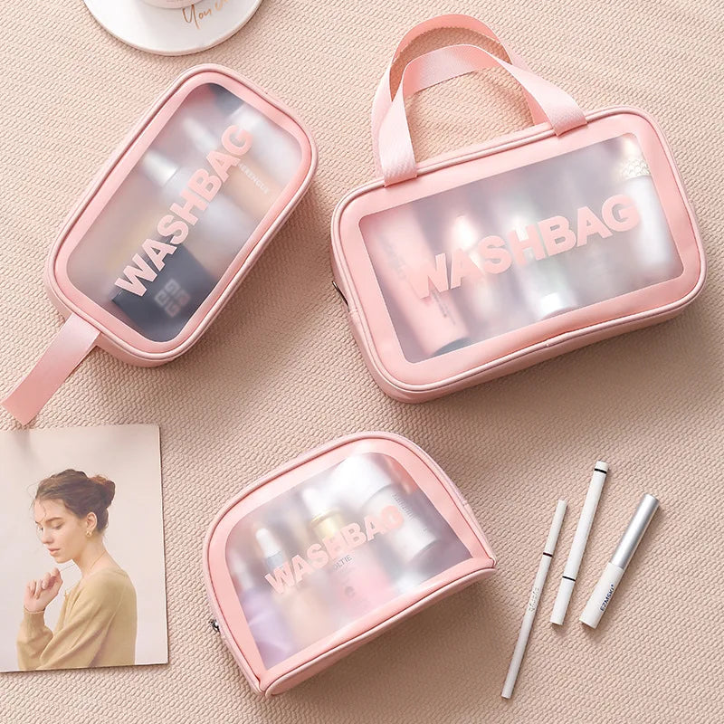 New Transparent Makeup Bag Set Toiletry Organizer Washbag for Women Portable Toiletries Pouch Travel Essential Cosmetics Bag