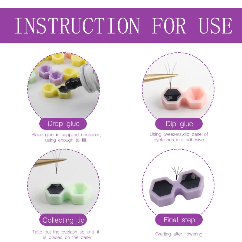 200pcs Individual Eyelash Glue Holder Container Grafting False Eyelashes Blossom Cup Lash Extension Adhesive Stand Makeup Tool
