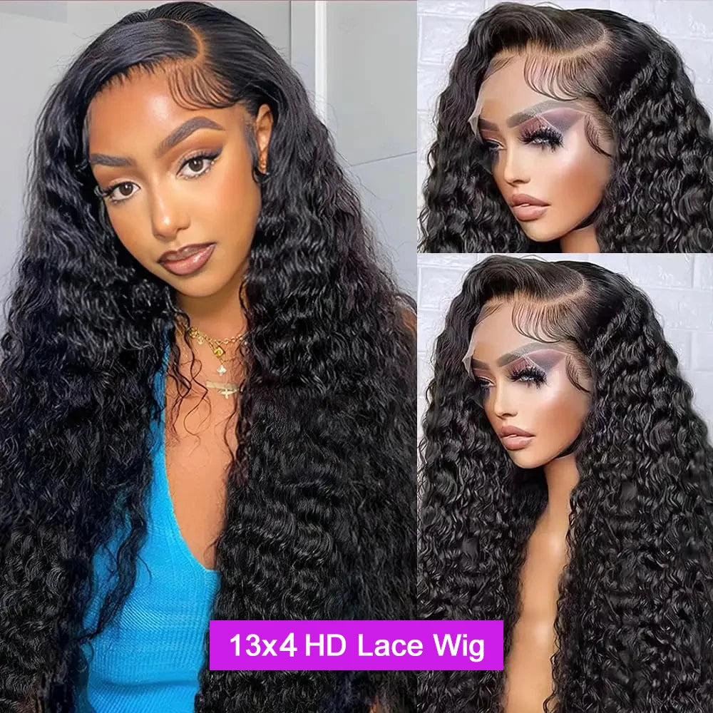 5x5 Glueless Wigs Human Hair Ready To Wear Deep Wave 13x4 13x6 Hd Lace Front Human Hair Wig Transparent Water Wave Curly Wigs