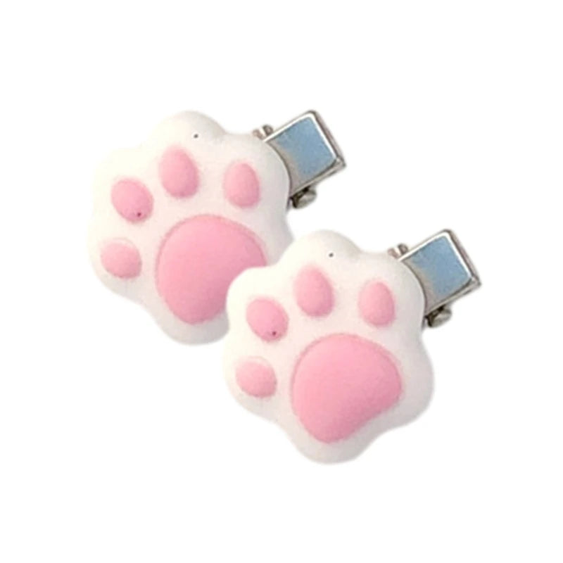 1pc/1pair Mini Cat Paw Shape Hairpin Teens Christmas Ponytail Bangs Hair Clip