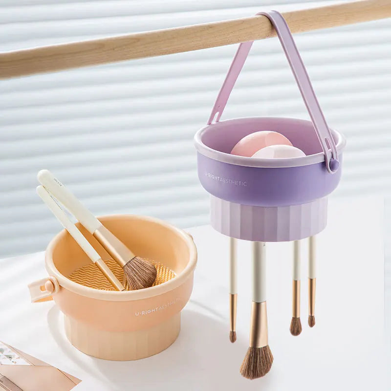 Makeup Brush Cleaning Bucket Washing and Drying Tools Beauty Makeup Powder Puff Cleaning Artifacts Drying Rack Storage Box