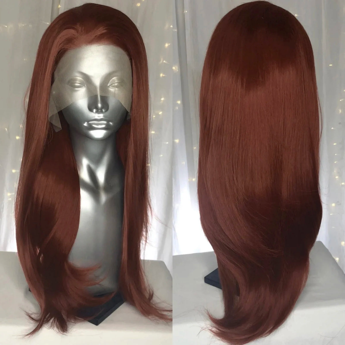 Long Wavy Dark Brown Synthetic Lace Front Wigs for Women Free Part Layered Cut Natural Wave Brunette Colored 13X4 Wigs Daily Use
