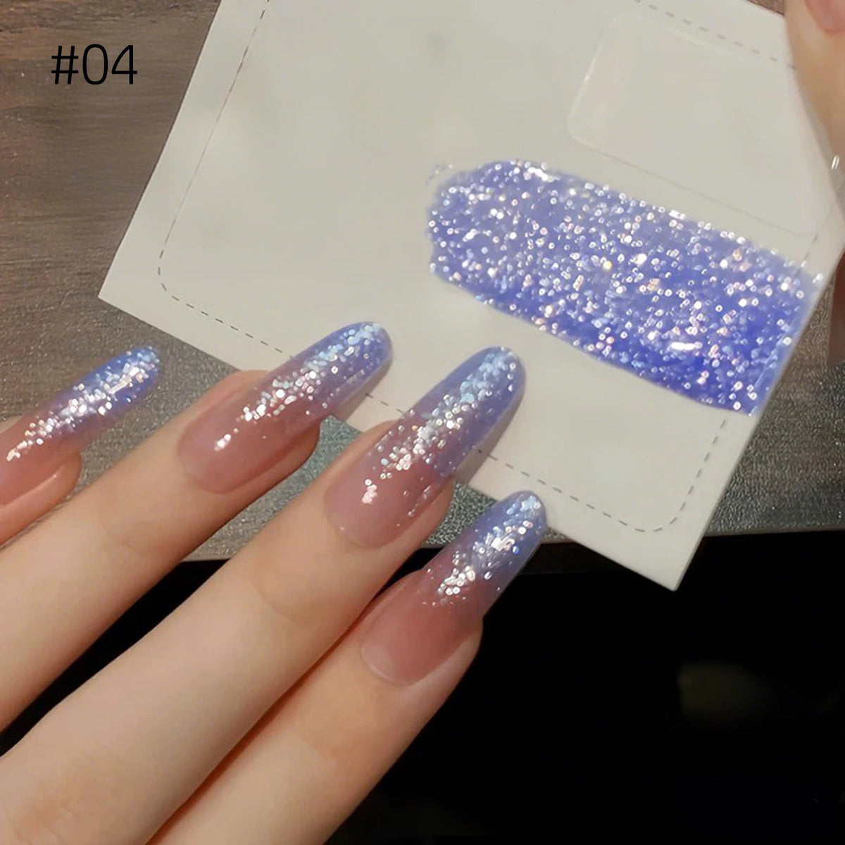 MN 1-9PCS Pink Blue White Green Color Series Gel Nail Polish With Strobe Glitter Brocade Diamond Gel Polish