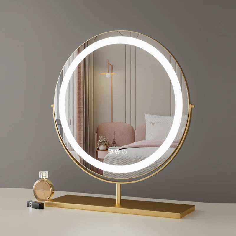 Simple  makeup mirror with lamp desktop desktop home led smart dressing mirror bedroom ins wind, beauty mirror