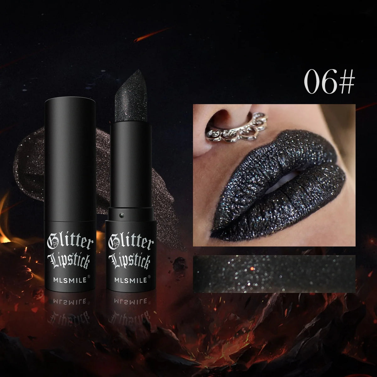 Multi-Color Non-Stick Cup Matte Lipstick for Women Flash Lasting Easy Application Diamond Shimmer Dark Halloween Look