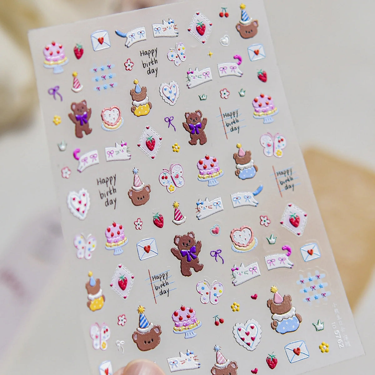 Glitter Red Hat Snowman Heart Snowflake Candy Cane Xmas 5D Nail Decals Winter Christmas Self-adhesive Nail Art Sticker Manicure