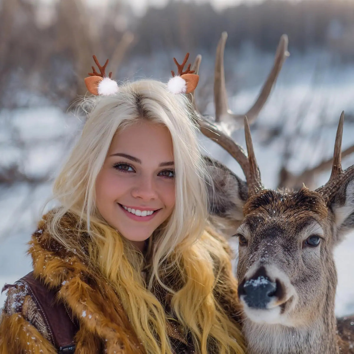 1/2Pairs Christmas Reindeer Antlers Deer Ears Headband for Women Cute Christmas Hair Clips Accessory