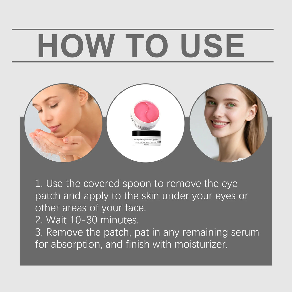 Collagen Hydrogel Eye Patch Peptide Niacinamide Eye Mask Reduce Wrinkles Dark Circles Eye Bag Firming Mild Hydrating Gel Eye Pad