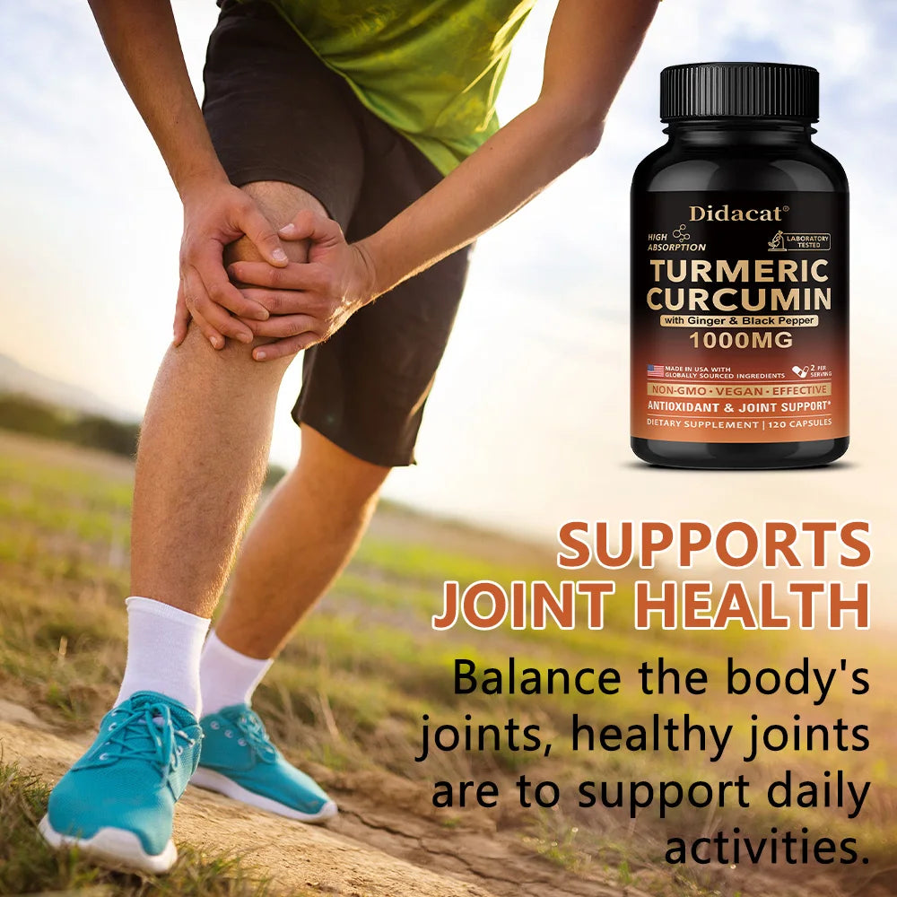 Turmeric Curcumin Complex Capsules with Ginger & Black Pepper, High Absorption, Support Joint, Heart, Brain & Immune Health