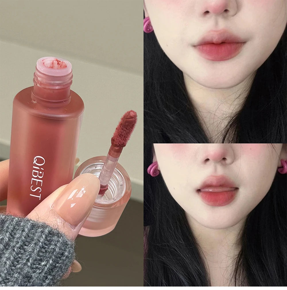 QIBEST 6 Colors Matte Liquid Lipstick Velvet Durable Lip Gloss Sexy Red Lip Stain Makeup Waterproof Lasting Lip Mud Cosmetics