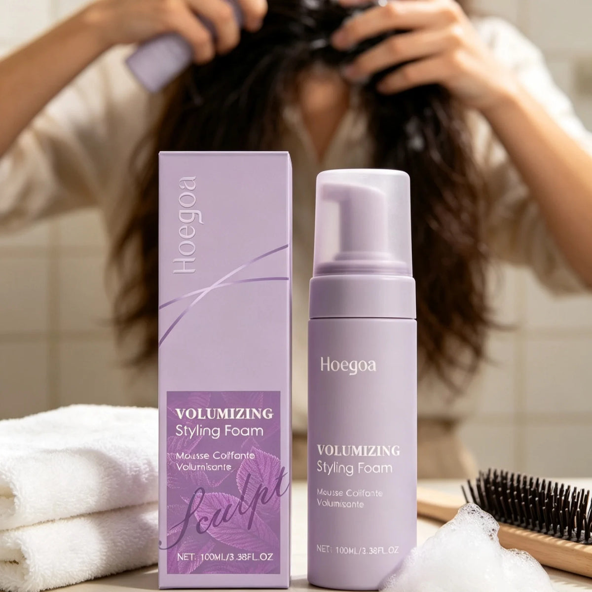 Hoegoa Hair Styling Mousse Deep Moisturizing Long Lasting Styling Oil Control Refreshing Reduce Frizzy Hair Volumizing Mousse