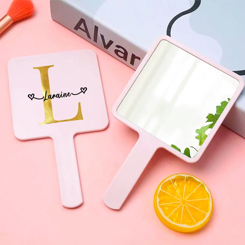 Customized Name Handheld Makeup Mirror Portable Vanity Mirror Personalized Compact Mirror Beauty Tools Engraved for Travel Use