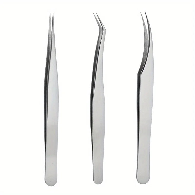 Stainless Steel High-Precision Grafting Eyelash Tweezers with Golden Feathers Professional Makeup Tool for Synthetic Hair Gifts