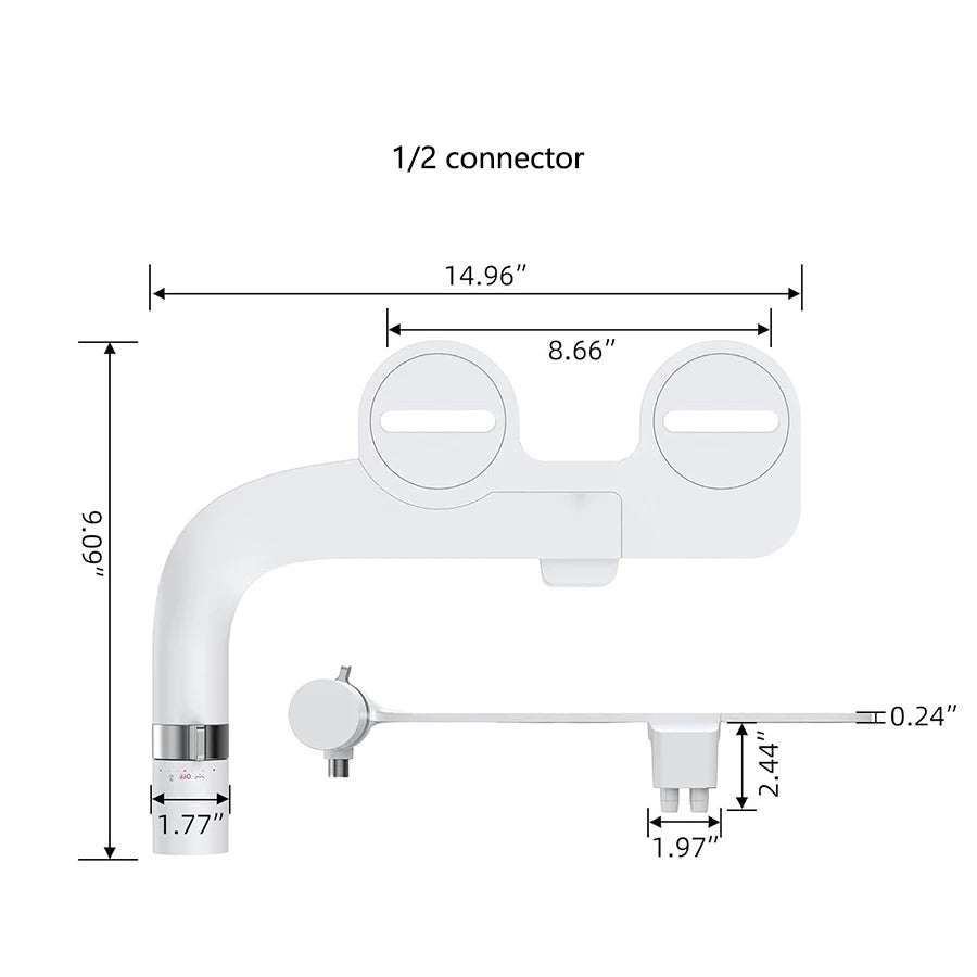 Non-Electric Ultra-Slim Bidet - Dual Nozzle Self-Cleaning Fresh Cold Spray, Adjustable Pressure for Feminine & Rear Hygiene