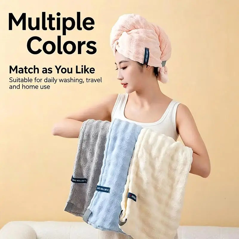 1Pcs Quick Dry Absorbent Hair Towel Long Hair Kids Girl Soft Coral Bath Cap For Women Hair Towel Cap Wrap