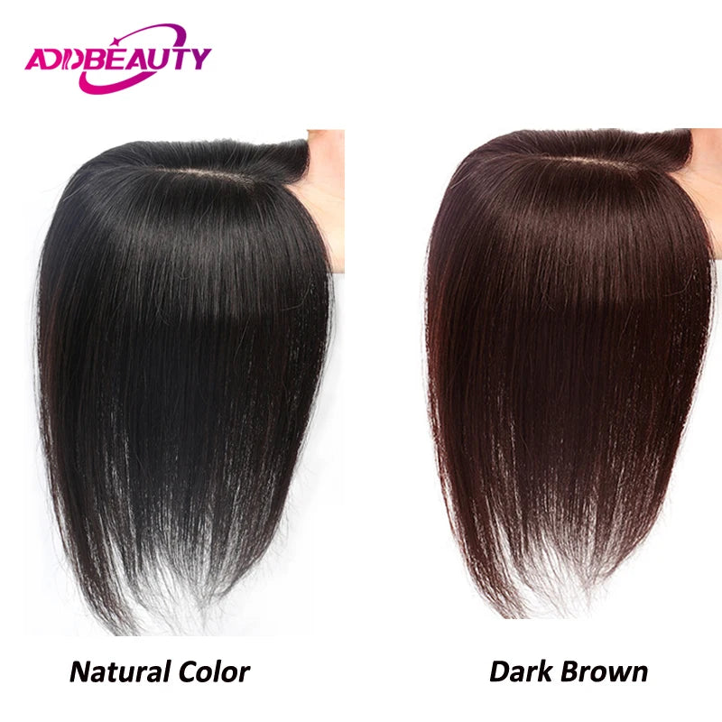 Straight Women Toupee 100% Human Remy Hair Silk Base Human Hairpiece Clip in Human Hair Extension Natural Hair System Toppers