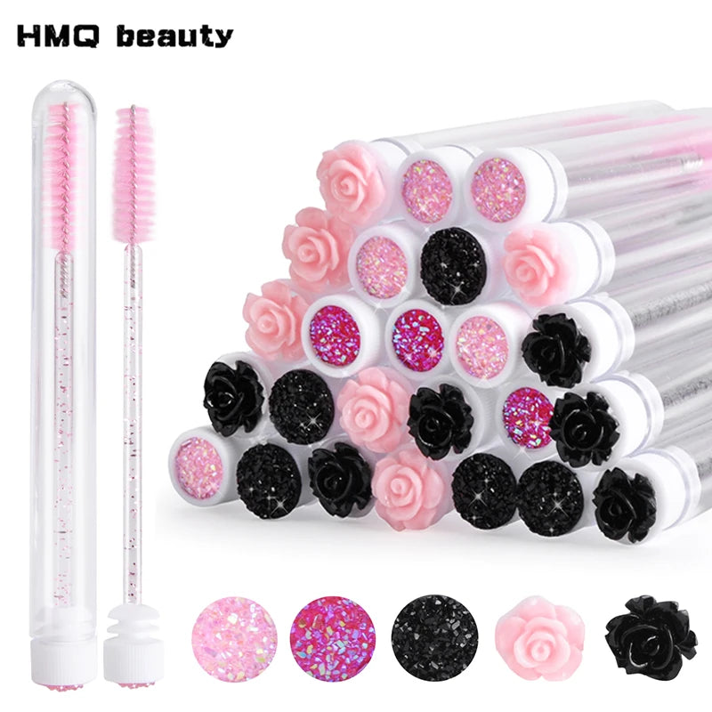 100Pcs Disposable Eyelash Brushes Reusable Eyelashes Brush Tube Mascara Wands Tubes Dust-proof Lash Spoolies Storage Makeup Tool