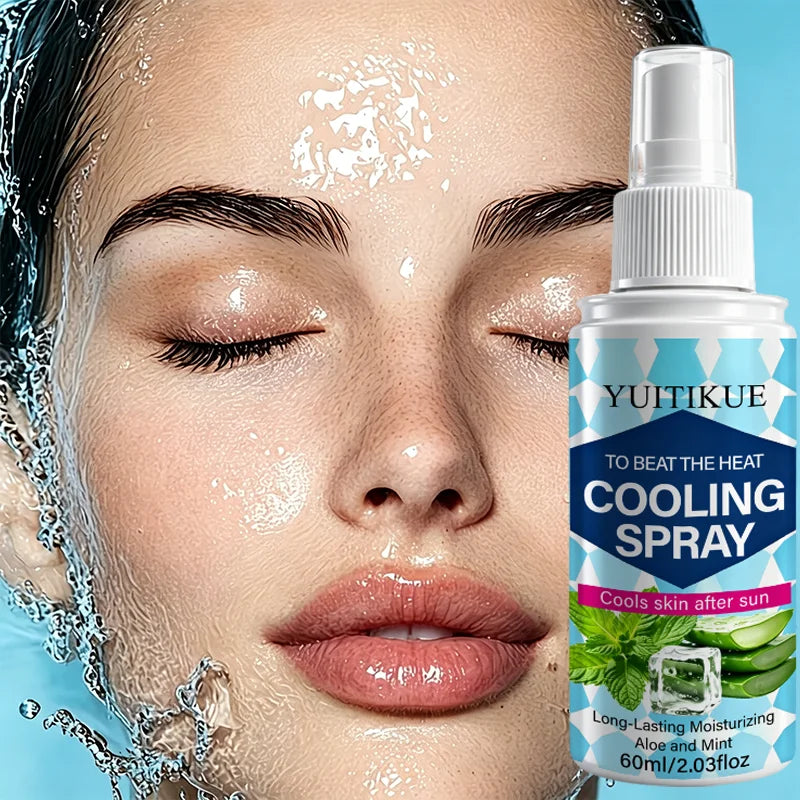 YUITIKUE Cooling Spray, Refreshing Aloe Mint Mist, After Sun Skin Moisturizer for Summer Outdoor Daily Body Skin Care