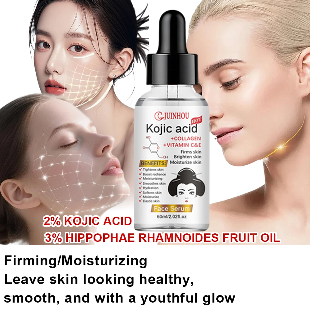 JUINHOU Natural Seabuckthorn Fruit Oil Kojic Acid Face Serum Deep Hydrating Skin Daily Facial Moisturizing For All Skin Types