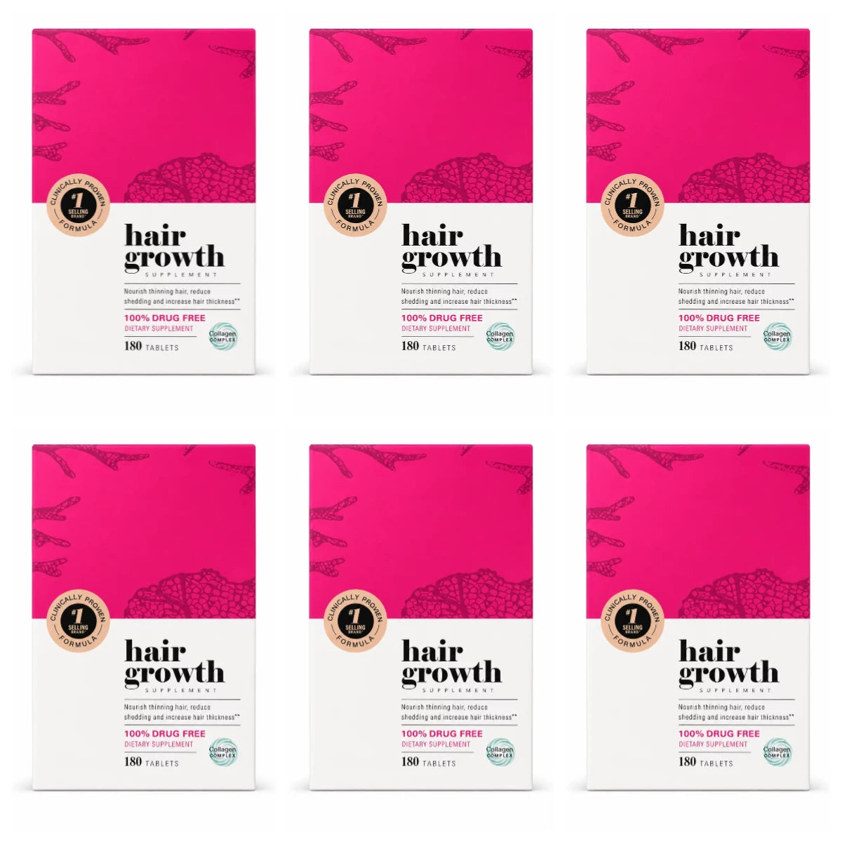 Hair Support Supplements for Women, Thicker Fuller-Looking Hair Beauty Support, with Biotin and Marine Collagen, 180 Tablets