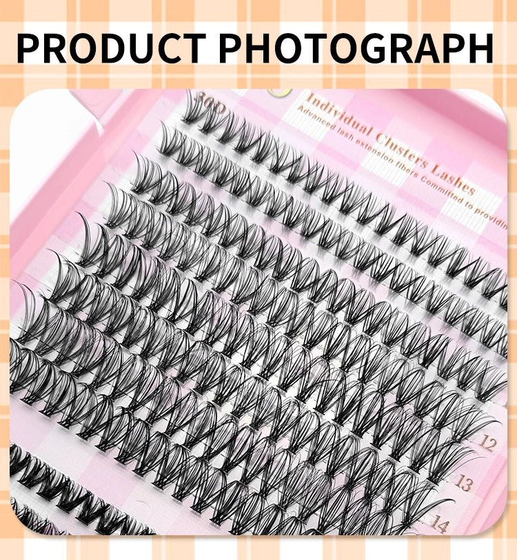 LAKANAKU Manga DIY Lashes Book Lash Cluster Tray Bottom Clusters Volume Set Eyelash Extensions Individual Eyelashes