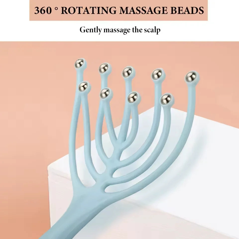 1 Pc Head Massager Scalp Neck Comb Roller Five Finger 10 Claws Steel Ball Hand Held Relax Spa Hair Care For Hair Stress Relief