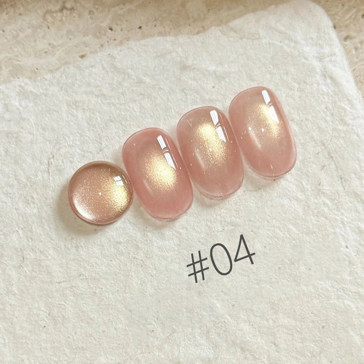 MN 10ML 1-16PCS Moonlight Ballet Magnet Cat Eye Nail Polish Gel Nude Pink Style With Gold Glass Beads Cat Eye Look Nail Polish