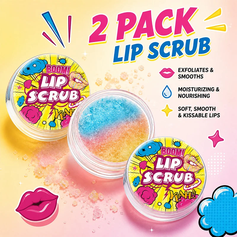 ZaiDoc 2Psc Lip Scrub Exfoliator Smooth Hydrate Dry Chapped Lips Gentle Lip Care Set with Moisturizing Formula 22g Each