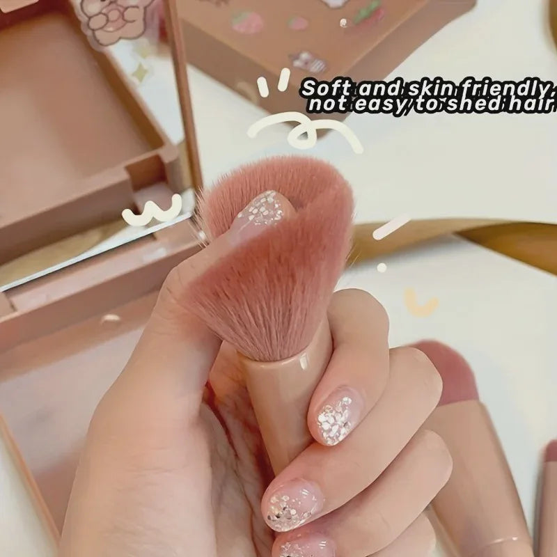 1sets 5Pcs Portable Makeup Brush Set With Mirror - Foldable Travel Kit ，Mini Makeup Brush Set Travel Makeup Brush Set