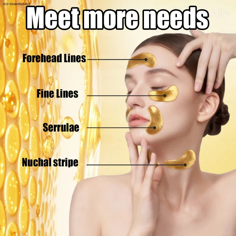 24K Gold Collagen Gel Eye Mask Anti-Aging Under Eye Patches Firming Moisturizing Pads for Wrinkle Dark Circle Eyebag Removal US Fast Delivery 60pcs