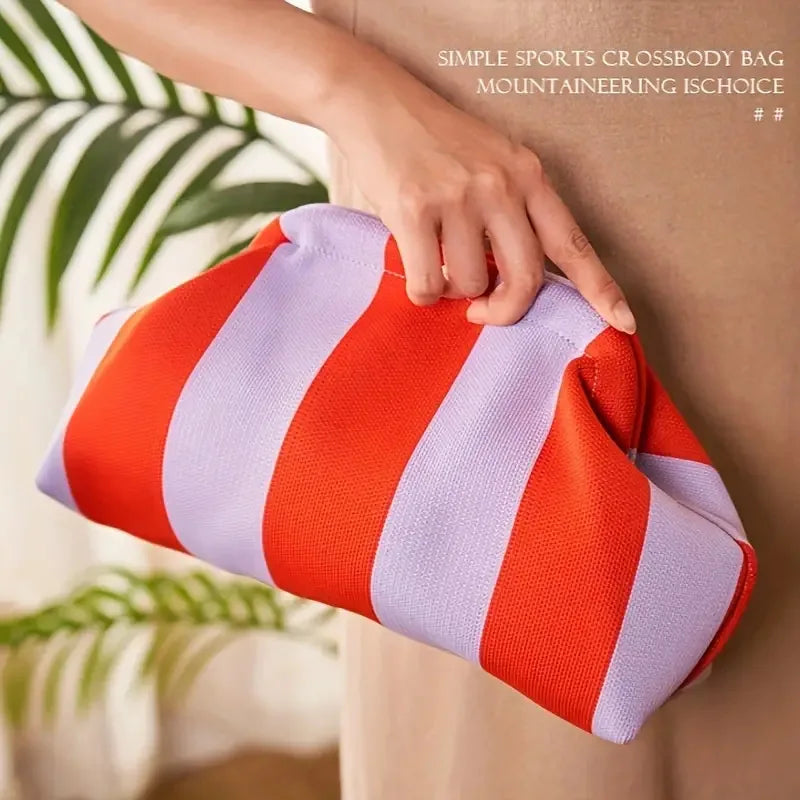 Makeup Storage Pouch Striped Geometric Cosmetic Bag Lightweight Portable Travel Toiletry Handbag For Women Organizer Purse Bags
