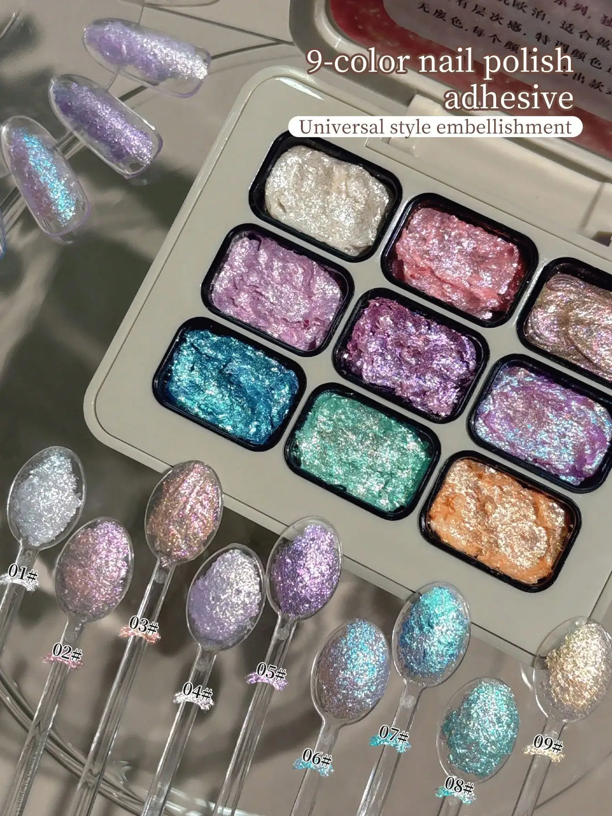 9 Colors Universal Style Embellishment Pat Gel,Canned,High Saturation, Popular, Semi-Solid, Nail Polish--Te Tiao Xian Fen Gao
