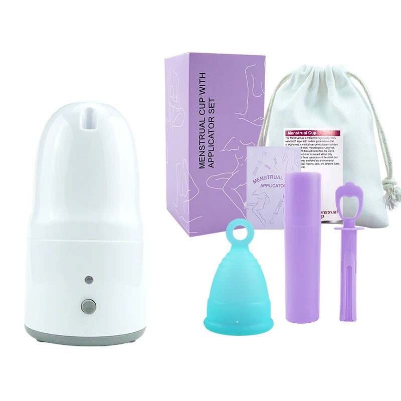 Certified Cup Kit Steam Sterilizer Applicator Reusable Soft Silicone Lady Cup Sterilization Women Health Care Feminine Hygiene