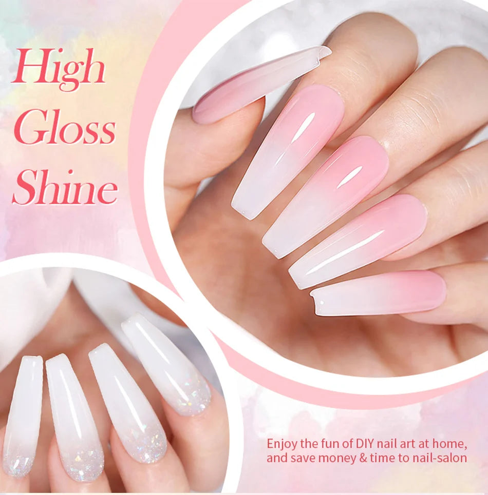 BORN PRETTY Milky Pink Rubber Base Gel Nail Polish Glitter 15ml Semi-Permanent Varnish Soak Off Self Leveling UV LED Gel