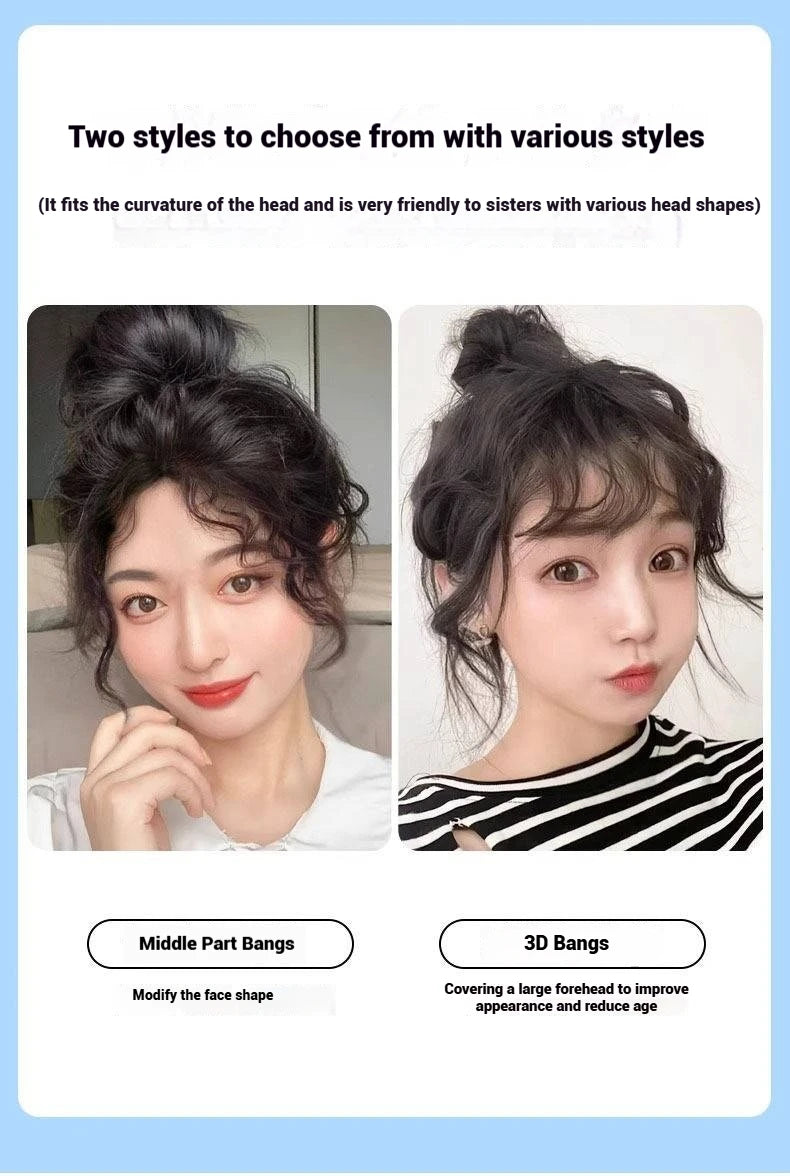 100% Human Hair Curly Bangs Toppers for Women Breathable Lace Base with Clips Curl Baby Hair Fringe Hairpiece for Thinning Hair