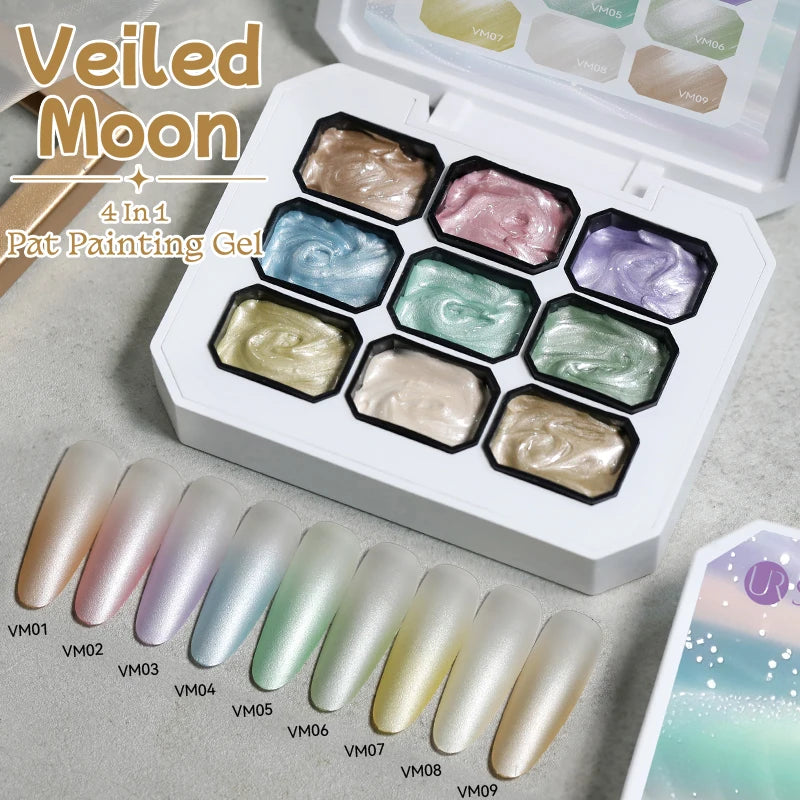 UR SUGAR 4 In 1 Pat Painting Gel Nail Polish Blooming Transfer Design UV LED Soak Off Gel Varnish Gradient Patting Gel Palette