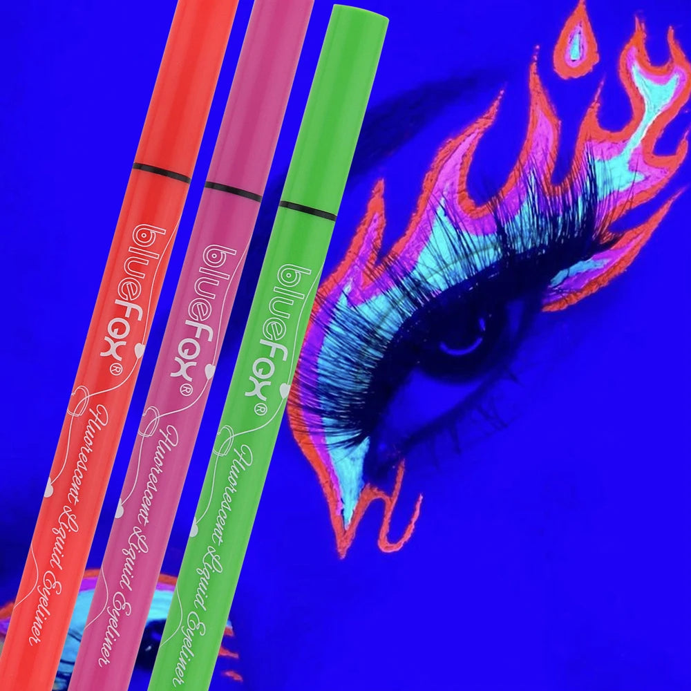 6Pcs Neon Fluorescent UV Glow Eyeliner, Waterproof Long Lasting Colorful Liquid Eye Liner, Rave Party Halloween Makeup Tools