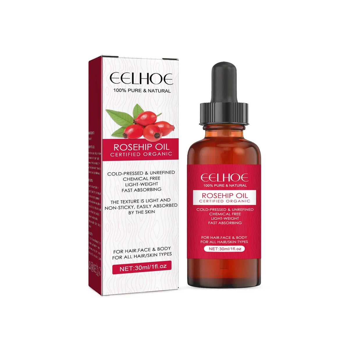 EELHOE Rosehip Facial Essential Oil Fade Fine Line Lifting Firming Repair Smooth Moisturizing Whitening Nourishing Skincare Oil