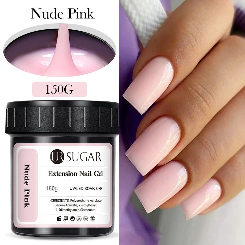 UR SUGAR 150g Jelly Gel Nail Extension Gel Milky White Nude Pink Quick Building UV Nail Hard Gels Self Leveling Construction Gel