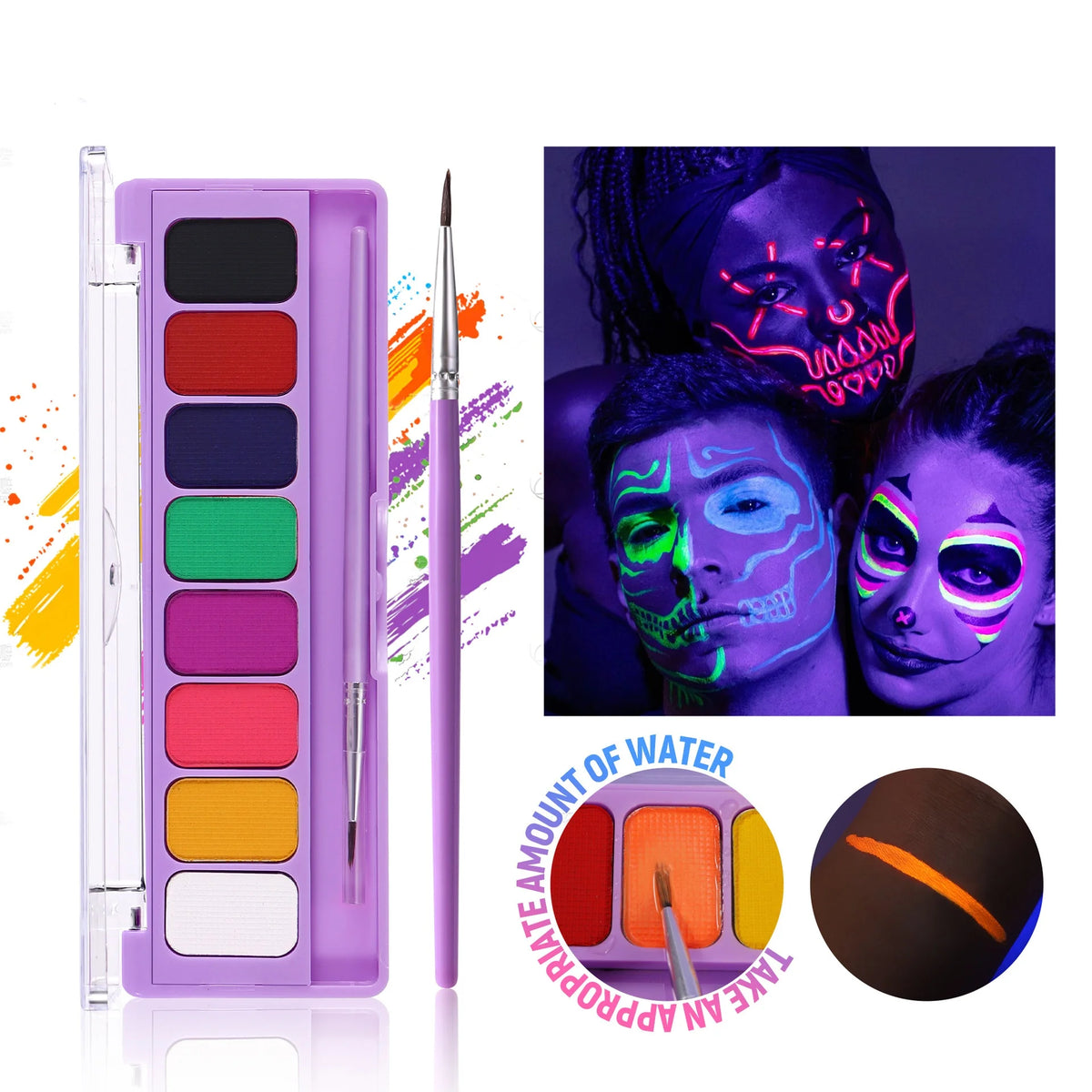 8 Colors Glow Fluorescent Neon Oil Face Body Art Paint UV Glow Oil Painting Halloween Party Fancy Dress Beauty Makeup Cosmetics