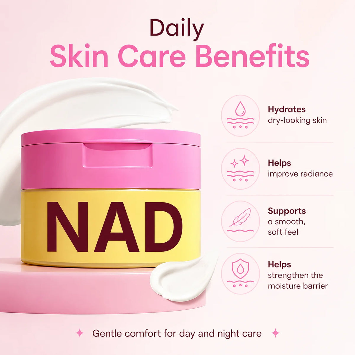 KOEC NAD+ Hydrating Face Moisturizer - Skincare Cream with Niacinamide & Hyaluronic Acid - Instant Face Lift Cream for Radiant & Smooth Skin - Daily Moisturizer for All Skin Types, 50g/1.76oz