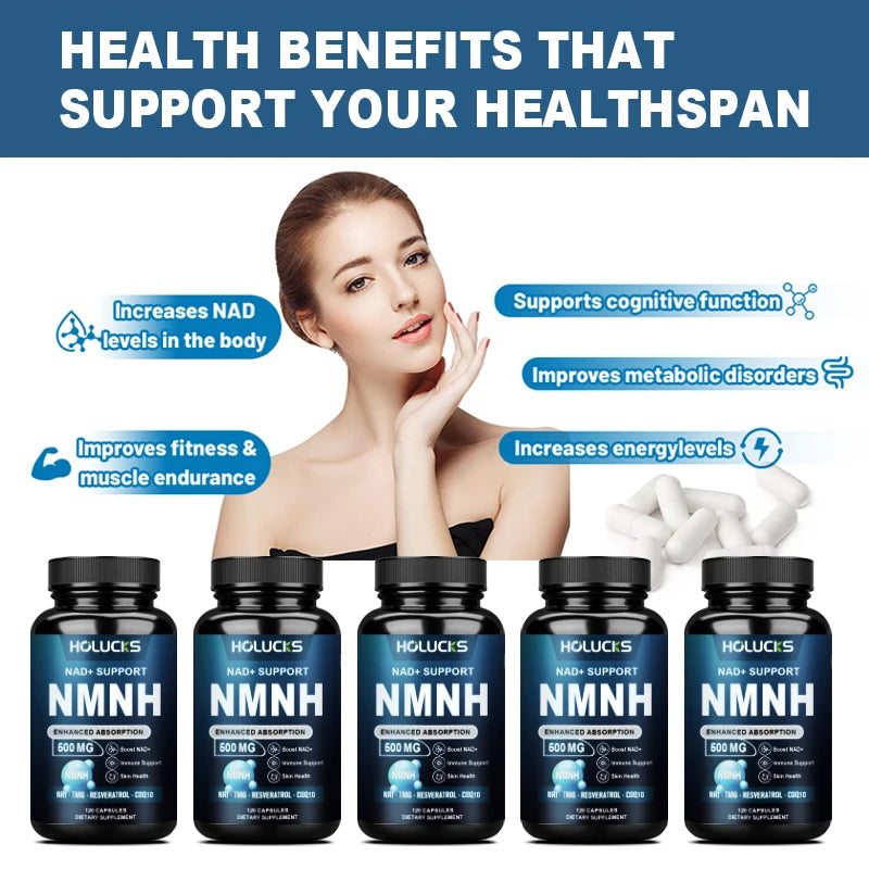 Premium 5-in-1 NMNH Supplement, with, Nicotinamide Riboside, TMG, Resveratrol, C0Q10, Support Immunity, Longevity & Vitality